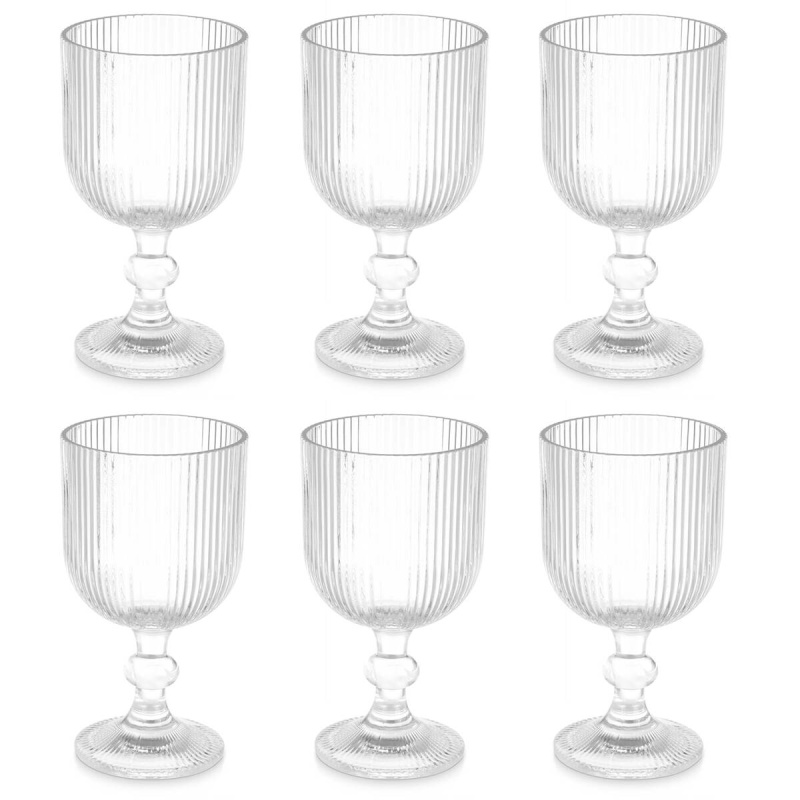 Vivalto Proužkovaná sklenička na vodu, 370 ml, 6 ks transparentní