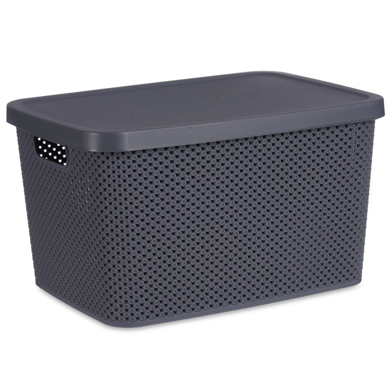 Kipit Plastový úložný koš s víkem, 19 l, antracitový antracitová