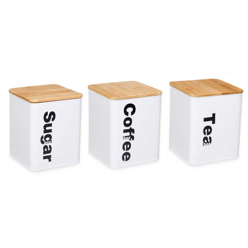 Kinvara Dóza na kávu a čaj , kovové, bílé, 3 ks bílá