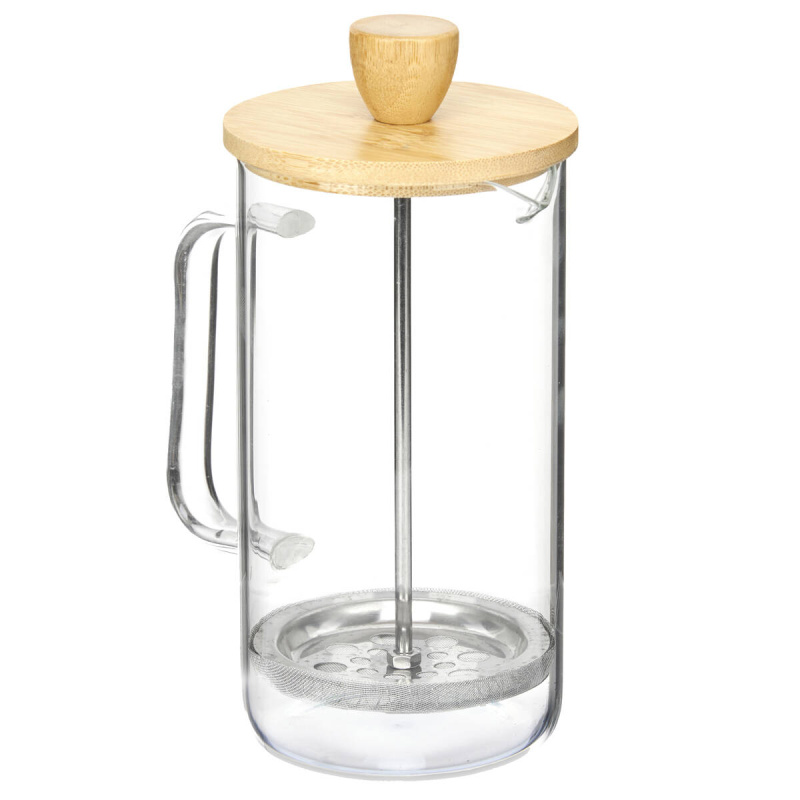 Vivalto Skleněná čajová konvice, bambusové víko, 600 ml transparentní