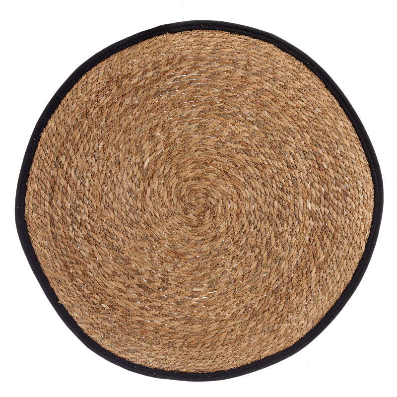 Giftdecor Pletený koberec NARO s černým lemem, ⌀ 80 cm béžová