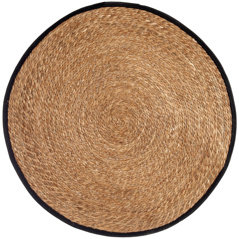 Giftdecor Pletený koberec NARO s černým lemem, ⌀ 100 cm béžová