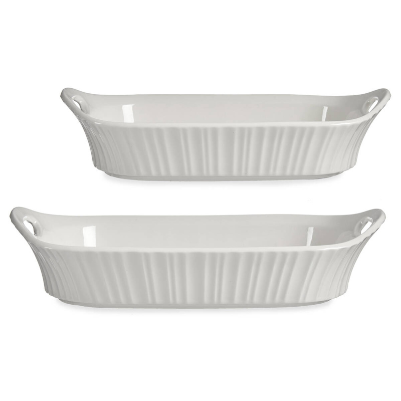 Vessia Porcelánová zapékací mísa, sada 2 ks, 35 x 24 cm bílá