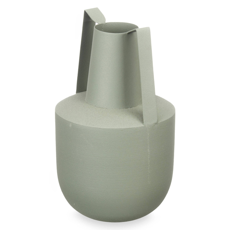 Giftdecor Kovová váza v pastelové barvě, s uchy, 24 cm zelená