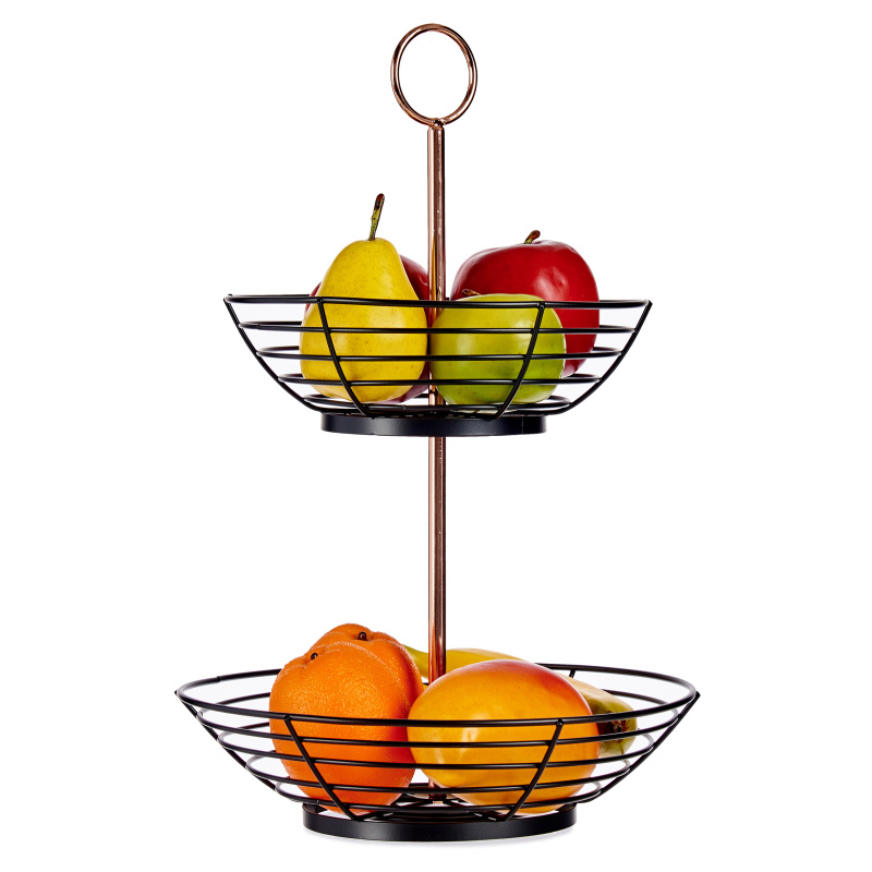 Kinvara Dvoupatrový stojan na ovoce, kov černá