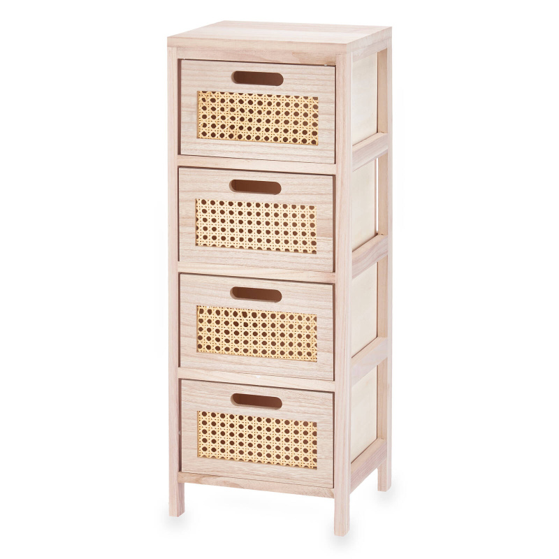 Giftdecor Mini komoda se 4 zásuvkami, vídeňská pletenina, 25 x 27 x 73 cm hnědá
