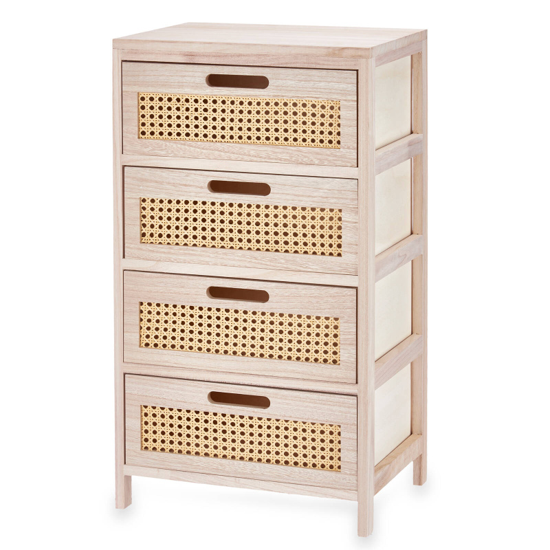 Giftdecor Mini komoda se 4 zásuvkami, vídeňská pletenina, 29 x 40 x 73 cm hnědá
