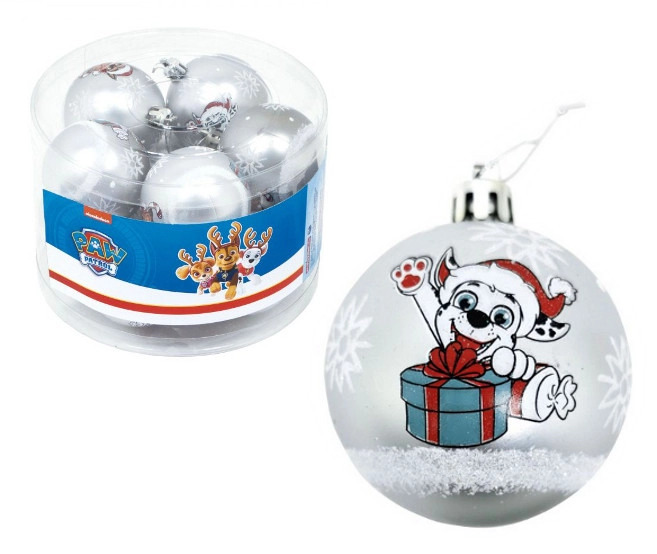 Vánoční ozdoby Paw Patrol stříbrné 6 cm - 10 ks