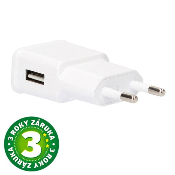 USB nabíjecí adaptér do sítě 5V/2A, 1xUSB A, bílý, 3 roky