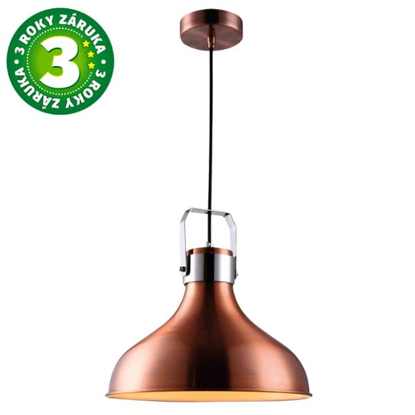 Designové závěsné svítidlo Barum na 1 žárovku E27 max 60W délka 1m, barva měď, 3 roky zár.