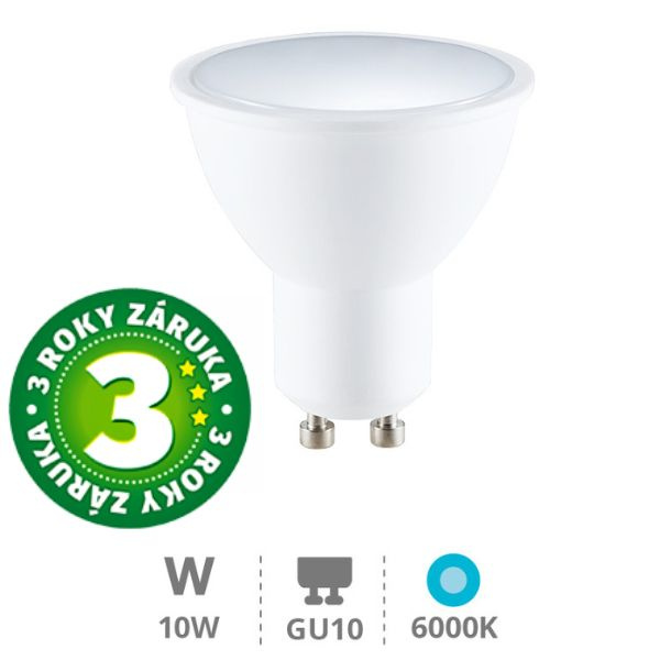 Prémiová LED žárovka GU10 10W 1000lm studená, ekv. 75W, 3 roky