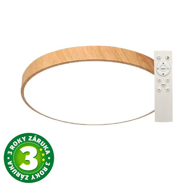 Prémiové LED stropní svítidlo Andra 41cm 30W 2400lm CCT, vzhled dřeva dálkové ovl., 3 roky