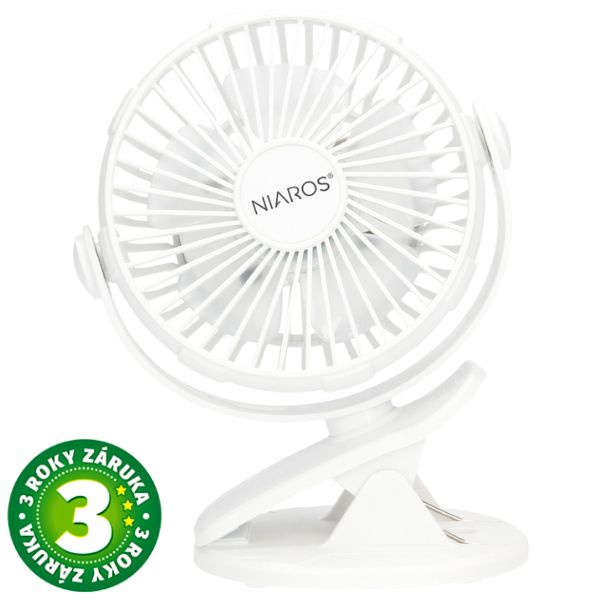 Malý USB ventilátor Fune s klipem i samostojný, nabíjecí, 3W, 2 rychlosti, 3 roky záruka