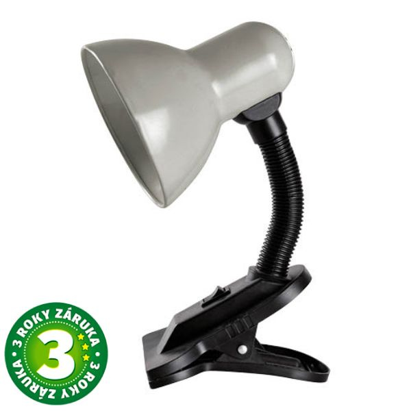 Stolní lampa s klipem na 1 žárovku E27 max 40W, šedá, Saidu, 3 roky záruka