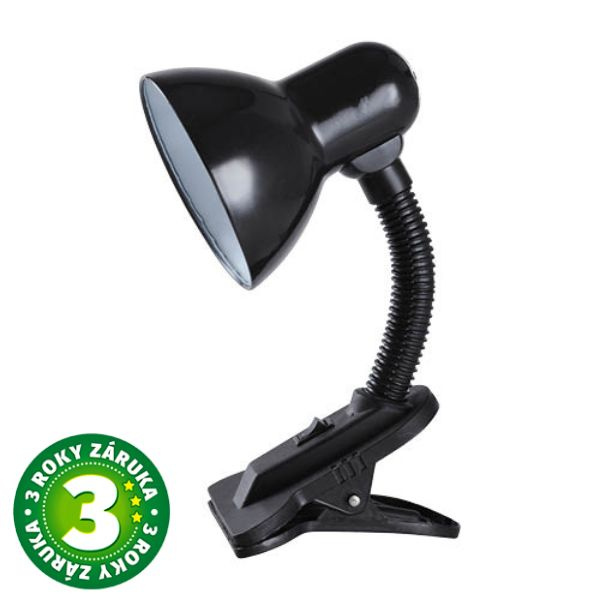 Stolní lampa s klipem na 1 žárovku E27 max 40W, černá, Saidu, 3 roky záruka