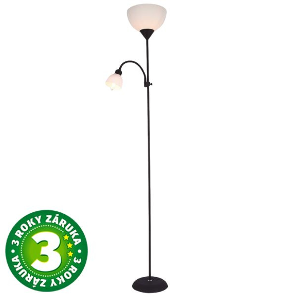 Stojací lampa Nawis se 2 klobouky na žárovky 1xE27 a 1xE14, max 40W, černá, 3 roky záruka