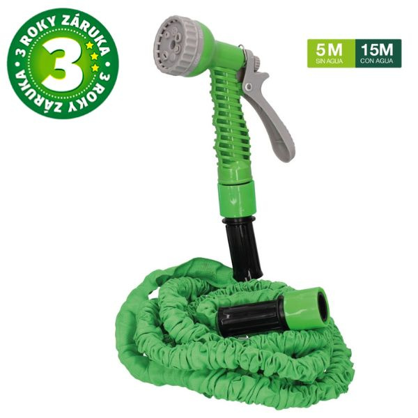Zahradní hadice Navelis max 15m, smršťovací, s pistolí, 7 funkcí kropení, 3 roky záruka