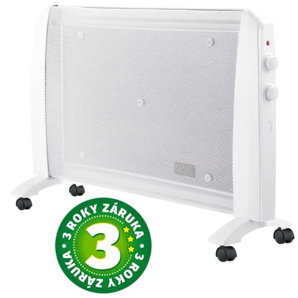 Slídový topný panel mica 2 stupně výkonu, max 2000W, termostat, na kolečkách, na 25m2