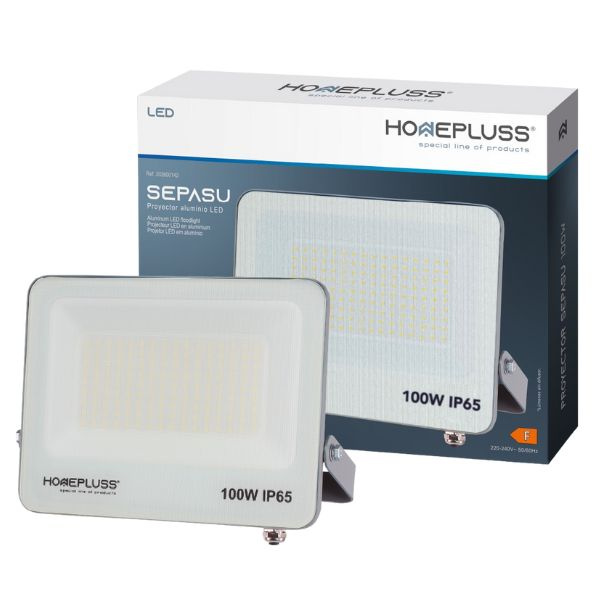 Ultratenký LED reflektor šedý 100W 9000lm, studená barva světla