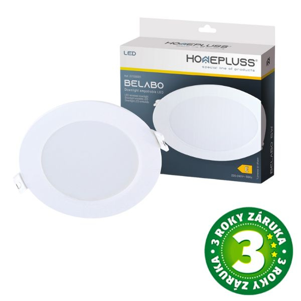 Vestavný LED panel 6W 510lm, denní, kruhový, 12cm, 3 roky