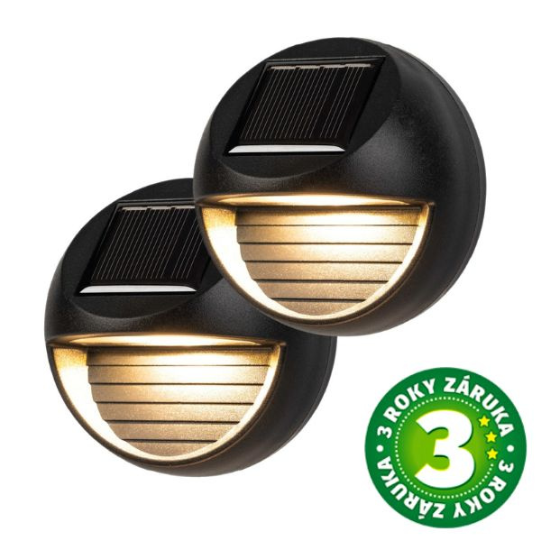 2ks Solární osvětlení fasády nebo schodů LED Lismore 0,06W 3lm teplé světlo, 3 roky záruka