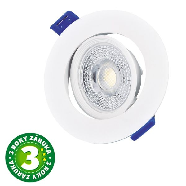 Prémiové výklopné podhledové bodové LED svítidlo 7W 510lm, studená, kruh, 8,5cm, 3 roky