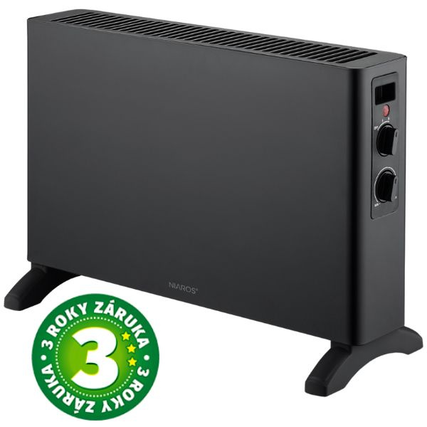 Přímotop - konvektor, 2 stupně topného výkonu, max 2000W, na 20m2, černý