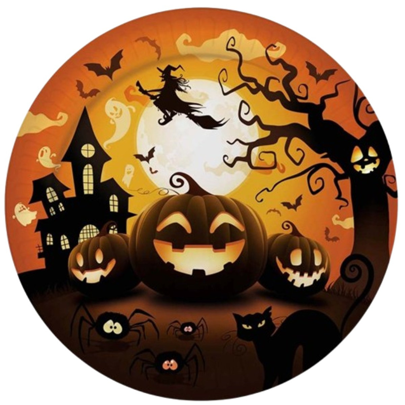 Rystol Papírové Halloween talíře dýně 23 cm