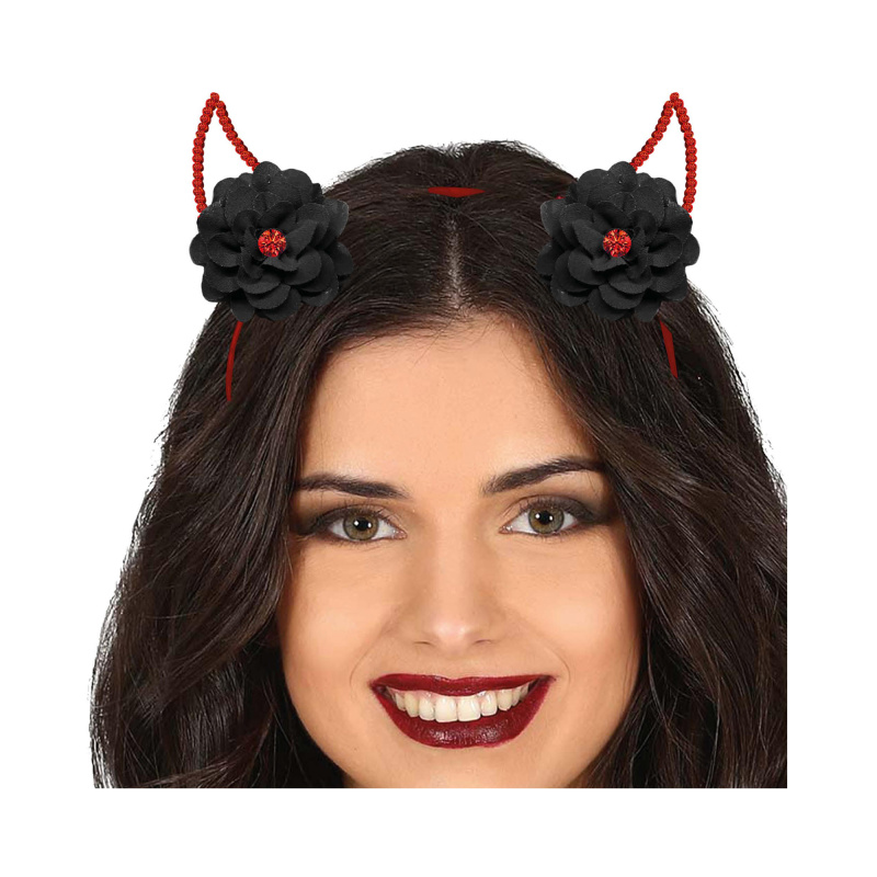 Čelenka Čertovské rohy s květinami Albi