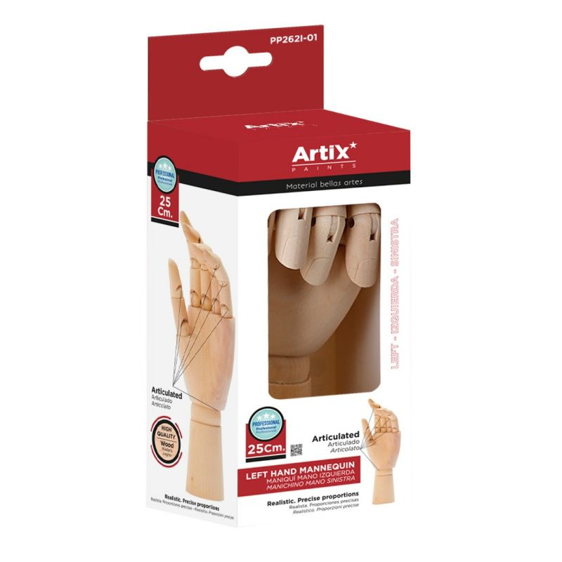 Dřevěná pohyblivá levá ruka 25cm