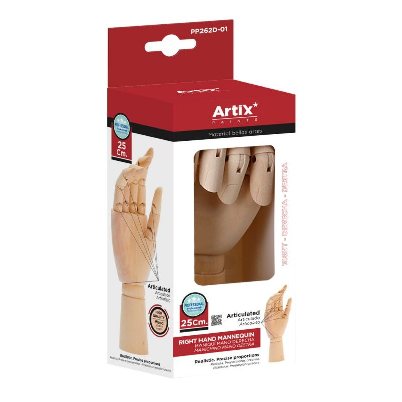 Dřevěná pohyblivá pravá ruka 25cm