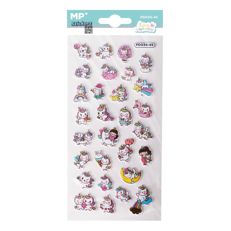 Samolepky 3D 9,5x18,5cm - Jednorožci