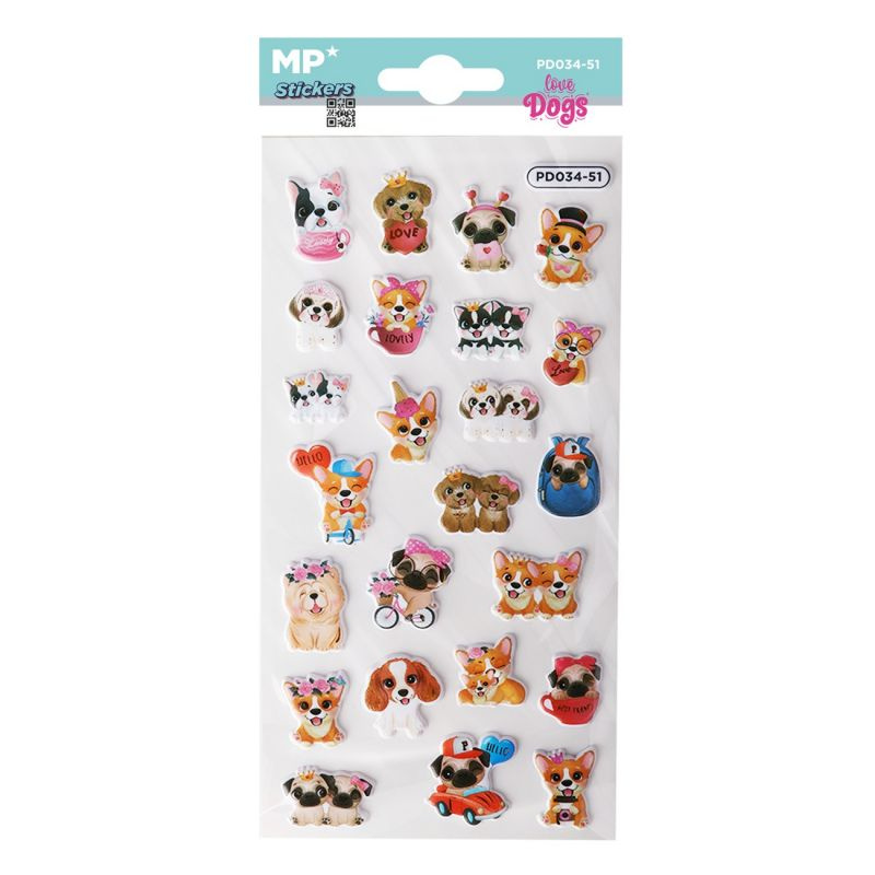 Samolepky 3D 9,5x18,5cm - Zamilovaní psi