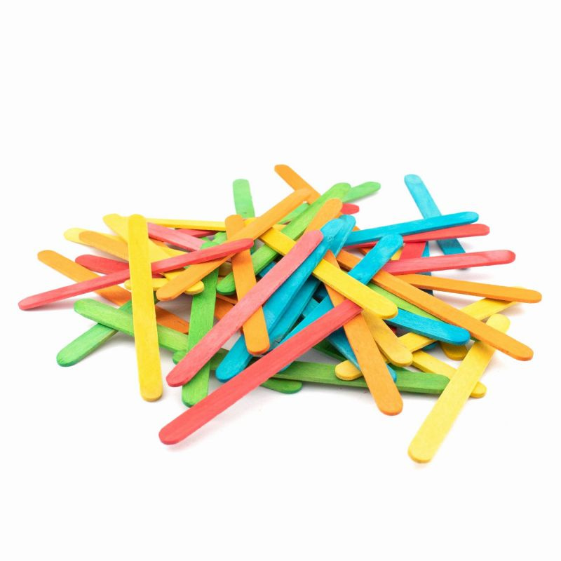 Špachtle dřevěné barevné - dřívka 11,2x1cm (50ks)