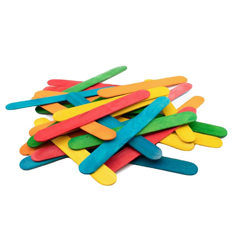 Špachtle dřevěné barevné - dřívka 15x1,8cm (50ks)