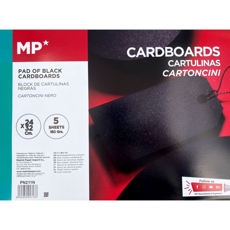 Barevné papíry 24x32cm (5ks) 180g/m2 černé