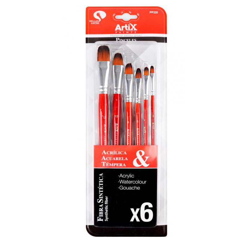 Štětce ploché kočičí jazýček vel.12, 10, 8, 6, 4, 2 sada č.1 (6ks)