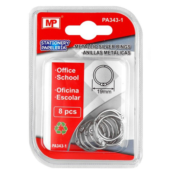 Knihařské kroužky 8ks rozměr vnitřní/vnější 19/24mm