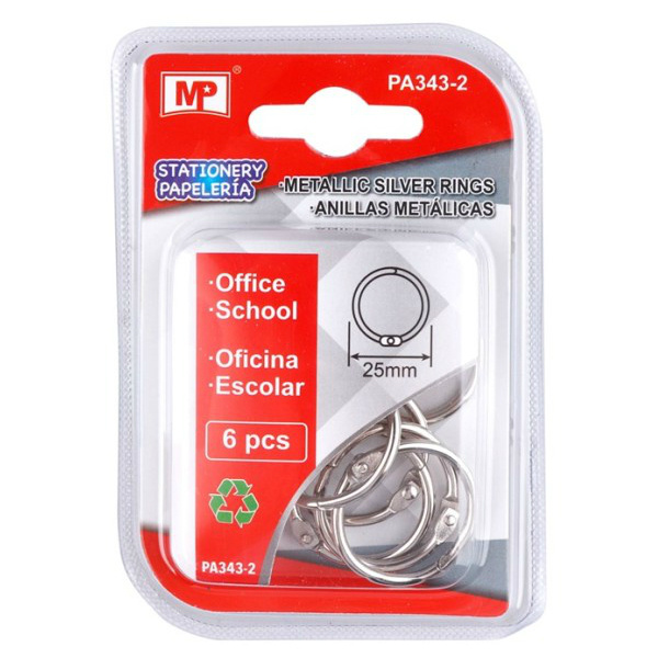 Knihařské kroužky 6ks rozměr vnitřní/vnější 26/31mm