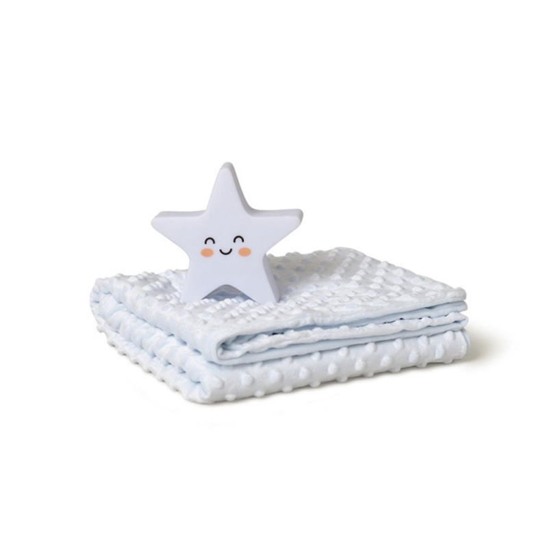 Interbaby SET Deka měkká KULIČKY 80x110 + lampička HVĚZDA - modrá
