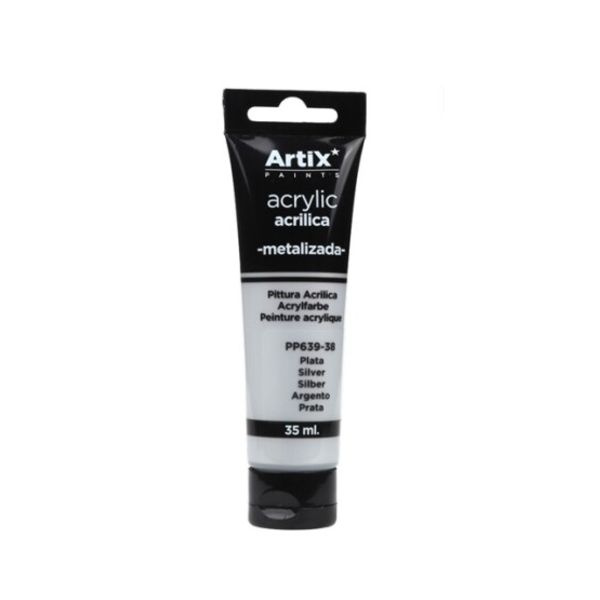 Akrylová barva Artix Paints metalická stříbrná 35ml