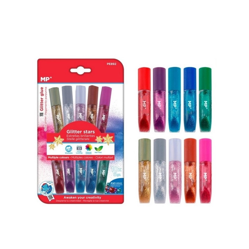 Madrid Papel Třpytivá lepidla 6 g sada metalická (10ks)