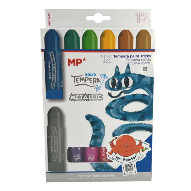 Temperové barvy tuhé v tyčince (12ks) - metalické