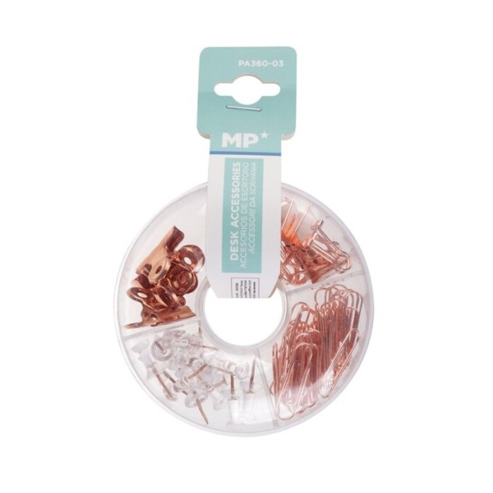 Kancelářské potřeby v kulaté krabičce rose gold č.2