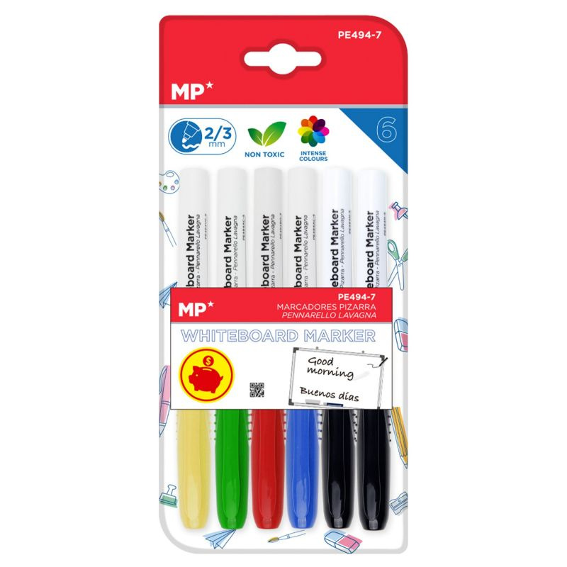 Sada fixy na bílou tabuli - základní barvy (6ks)