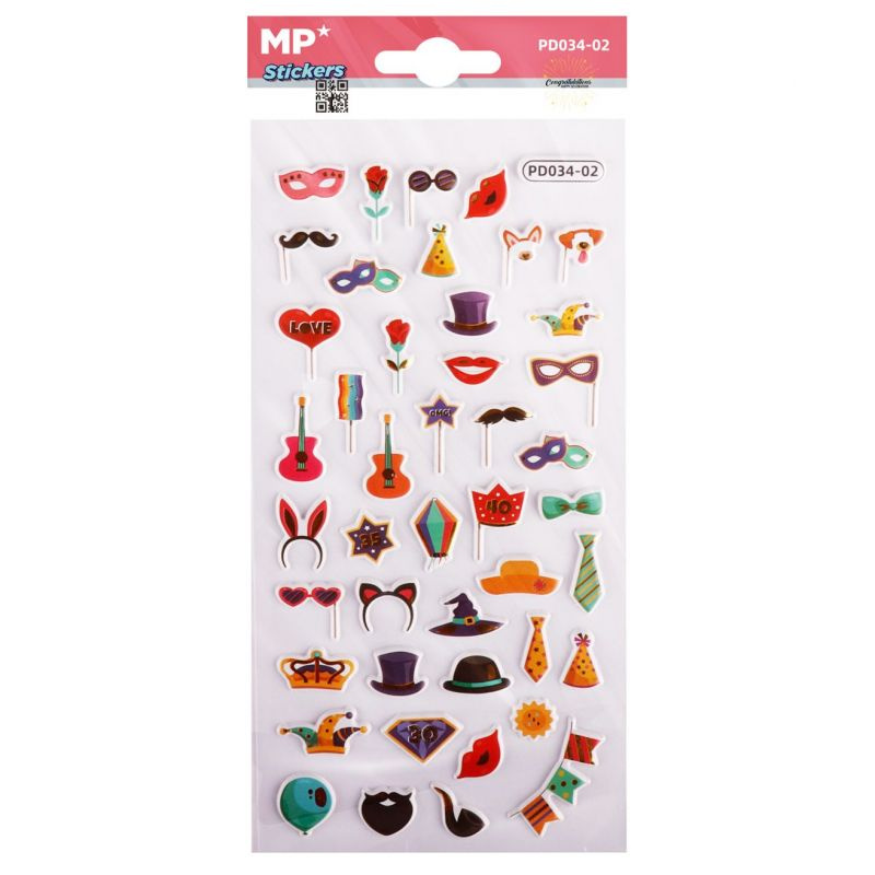 Samolepky 3D 9,5x18,5cm - Párty masky