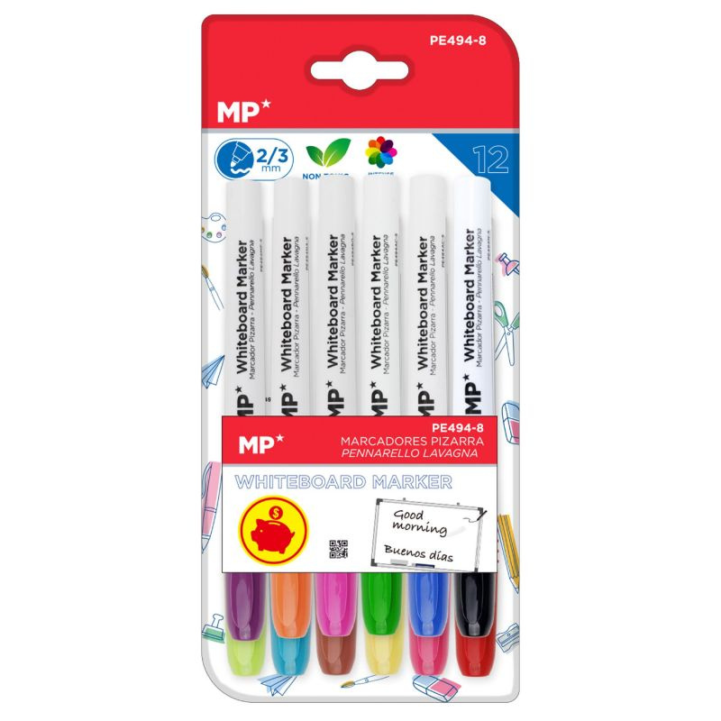 Sada fixy na bílou tabuli - barevný mix (12ks)