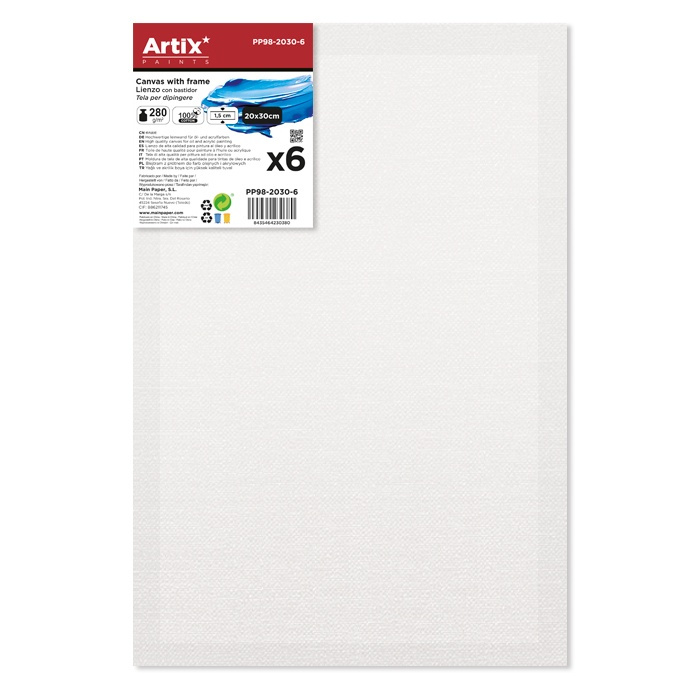 Malířská plátna 20×30cm sada (6ks) 280g/m2