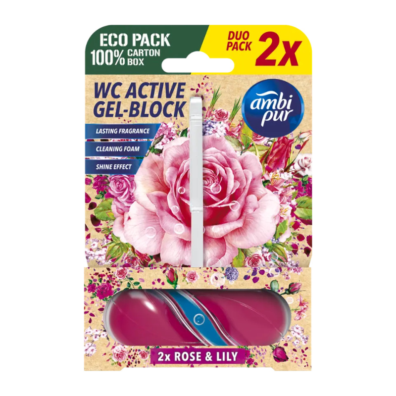 Ambi Pur - WC blok - Růže & Lilie, 2 x 45 g