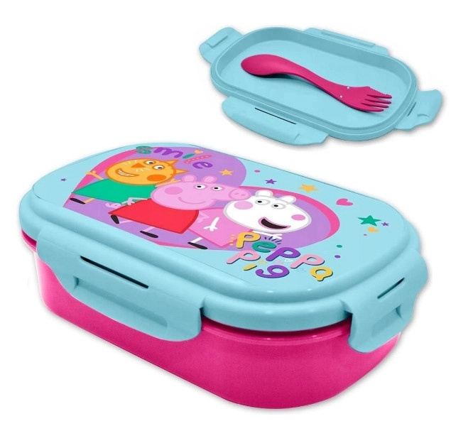 Svačinový box PRASÁTKO PEPPA se sadou příborů